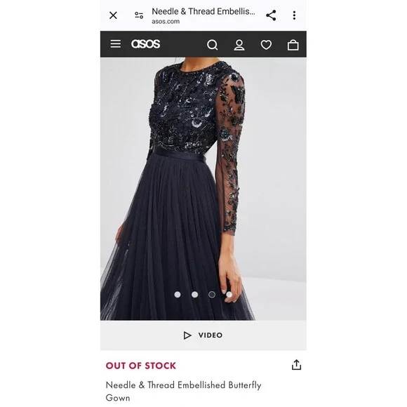 Needle & Thread Embellished Butterfly Gown Size US 2 - Picture 4 of 10